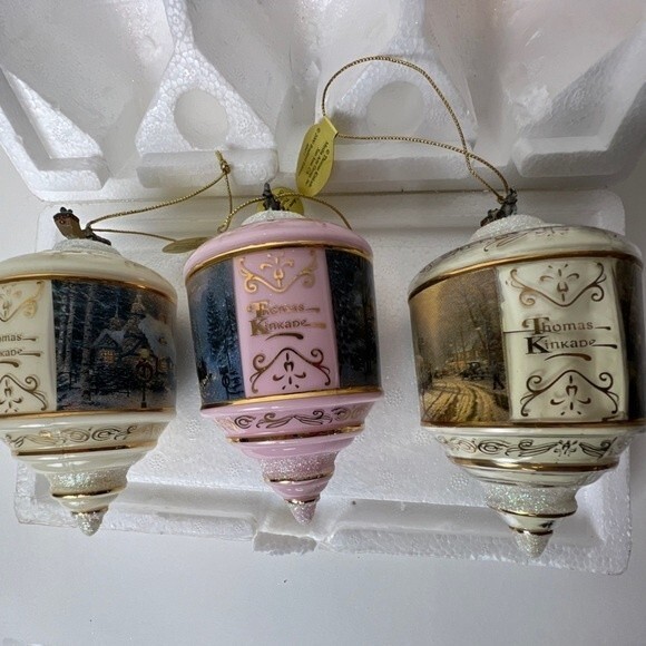 Vintage Thomas kinkade bradford editions heirloom glass ornaments 3 *read descri - Picture 3 of 10